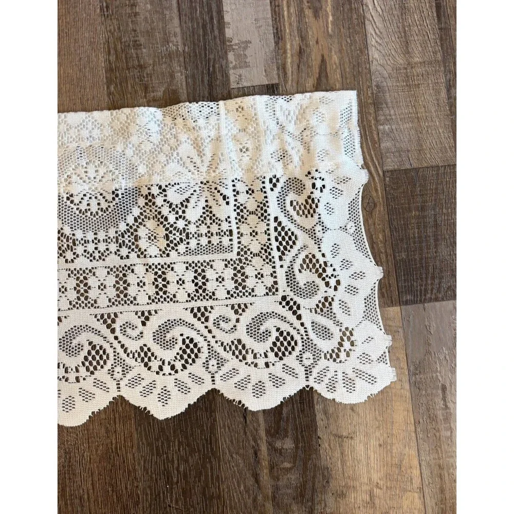 1 pc - 58”x 12” - Off White Polyester Crochet/Lacey Valance Cottage Granny Cafe